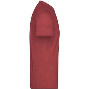 A men's heather t-shirt in a rich red colour, featuring a standard short-sleeve style and a logo.