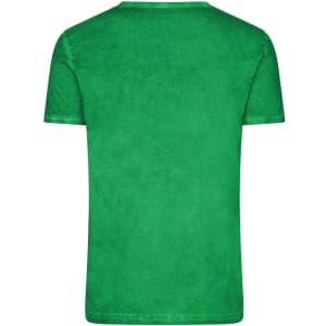 A green men's T-shirt with a crew neck, featuring a plain back and no visible branding.