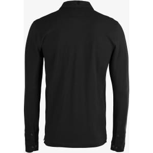 A black Kingston Men Shirt with long sleeves and a polo collar, featuring a logo on the back.