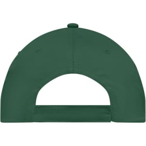 A green 5-panel cap with an adjustable strap and a logo on the back panel.