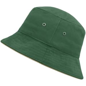 A green fisherman piping hat with a wide brim and ventilation eyelets, featuring a durable design.