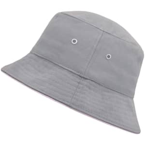 A grey Fisherman Piping Hat with a wide brim and eyelets for ventilation. Features a simple design and a relaxed fit.