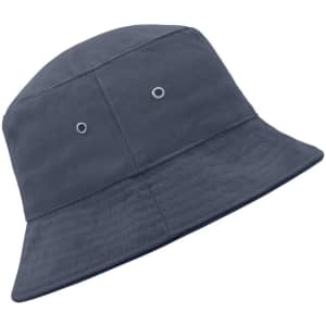 A navy blue Fisherman Piping Hat with a bucket style and ventilating eyelets. Features branding detail.