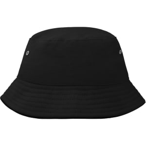 A black kids' fisherman piping hat with a round crown and wide brim, featuring two side ventilation eyelets.