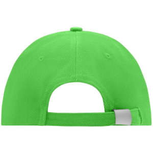 A vibrant green 6-panel cap with an adjustable strap at the back and a logo on the side.