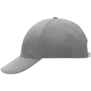 A low-profile grey cap featuring a curved peak and ventilation holes, with a branding logo present.