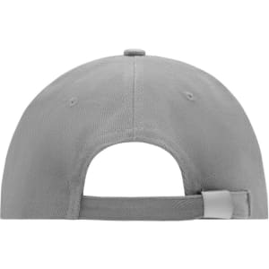 A low-profile grey cap featuring a back closure and an adjustable strap. The cap has a logo on it.