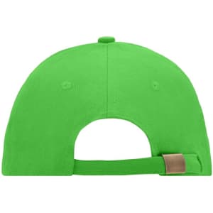 A vibrant green 6-panel sandwich cap featuring a rear adjustment strap and a logo.