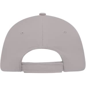 A grey 5 Panel Sandwich Cap featuring a rear adjustable strap and a small button on top.