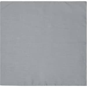 A grey bandana featuring a simple design, suitable for headwear. It has a logo in one corner.