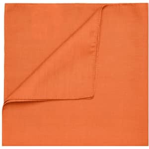 An orange bandana with a folded corner, featuring a simple design and no visible logos.