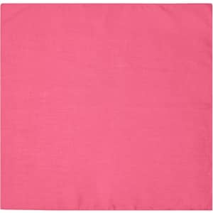 A pink bandana with a plain design, showcasing its solid colour and fabric texture.