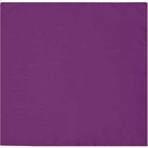 A purple bandana made of fabric, featuring a logo in the corner.