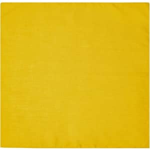 A yellow bandana with a plain design, suitable for various headwear styles. It features a logo.