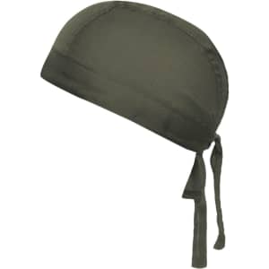 A green Bandana Hat, featuring a smooth material and a tie at the back, ideal for headwear fashion.