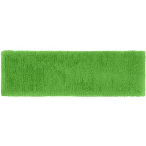 A bright green Terry Headband with a soft, absorbent texture. It features a logo or branding.
