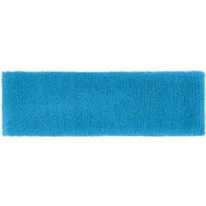 A turquoise terry headband with a soft, textured surface and a simple design. It features a logo.