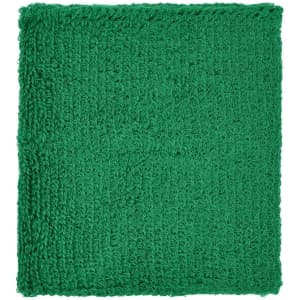 A green Terry Wristband made of textured material, featuring a logo or branding on its surface.