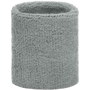 A grey Terry Wristband made from soft, absorbent fabric, featuring a textured finish.