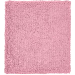 A pink terry wristband featuring a textured, soft fabric, suitable for headwear accessories. It has a logo.