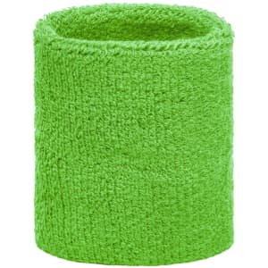 A green Terry wristband with a textured surface, featuring a simple design and no visible branding.