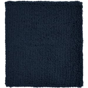 A dark navy Terry Wristband with a textured surface. Features a logo on one side.
