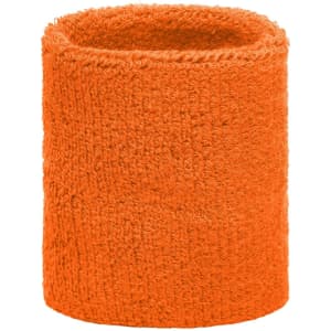 An orange terry wristband with a textured surface, suitable for headwear accessories.