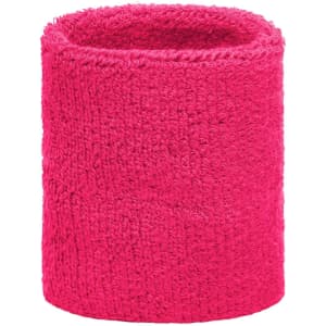 A pink Terry Wristband, made from soft material, designed as a headband accessory. Features a textured surface.