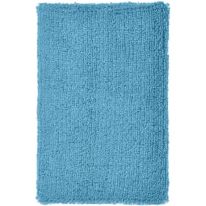 A textured blue fluffy mat with a soft, inviting surface. It has a uniform rectangular shape.