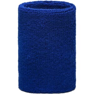 A blue Sporty Wristband made of soft, textured material with a simple design and an unseen logo.