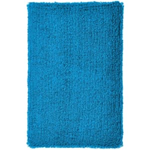 A vibrant blue rectangular fabric with a textured surface, resembling a plush or shaggy material. It has a soft appearance.