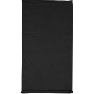 A black headband made of cotton, featuring a logo. It is designed for headwear use.