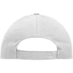 A grey 5 Panel Cap with a strap closure and five ventilation holes at the back.