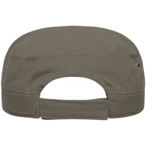A military cap in olive green, featuring a rear adjustable strap and ventilation holes.