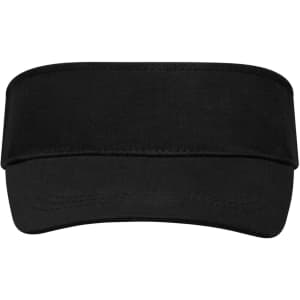 A black sunvisor with a wide brim and an adjustable band. It features a simple design without additional graphics.