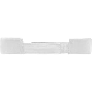 A white fashion sunvisor with a velcro closure at the back, featuring a simple design.