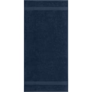 A navy blue hand towel featuring two subtle striped patterns. The product has a simple, elegant design.