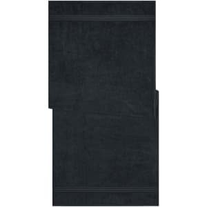 A dark grey sauna sheet, featuring a textured surface and an elegant design. The product includes a branding logo.