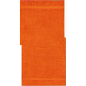An orange sauna sheet with a textured surface, featuring two horizontal stripes near the edges.