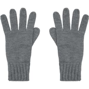 Knitted gloves in a grey colour, featuring ribbed cuffs and a textured finish. The gloves display a classic design.