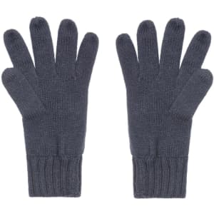 Knitted gloves in dark grey, featuring a ribbed cuff and five-finger design. The product includes a logo.