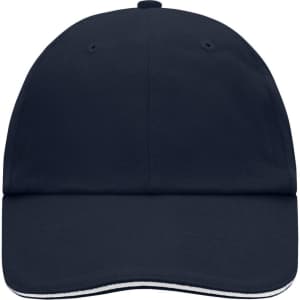 A navy 6-panel cap with a curved brim and an understated design, featuring a logo on the front.