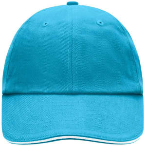A bright turquoise six-panel cap with a curved brim. Features branding on the front.