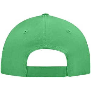 A green 5 panel cap featuring a back adjuster and two ventilation holes. The cap has a simple design with no visible logos.