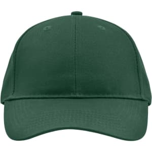A green brushed 6 panel cap featuring a curved brim and a logo on the front.