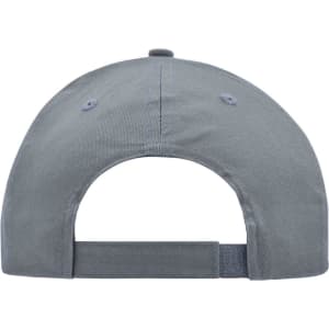 A grey brushed six-panel cap featuring an adjustable strap at the back and ventilation holes.