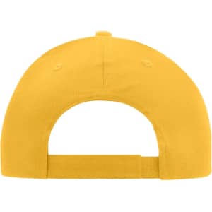 A yellow brushed 6 panel cap featuring a snug fit and an adjustable strap at the back.