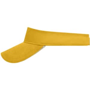 A yellow sandwich sunvisor with a wide brim and adjustable band. It features a logo on the side.