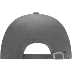 A grey 6 Panel Softlining Raver Cap featuring a rear adjustable strap and a logo.