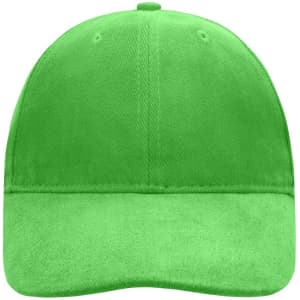 A vibrant green six-panel softlining cap with a curved brim and a branding logo.